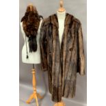 Full length fur coat by Gower together with a mink scarf