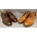 Two pairs of gentleman's shoes - brown leather shoes by Crockett & Jones both size 9.
