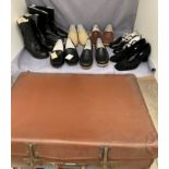 Contents to suitcase - eight pairs of ladies shoes by Comfitts, Damart, etc size 7 and 7.