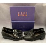 A pair of Stuart Weitzman for Russell Bromley black snake print gentleman's shoes (possibly size 8