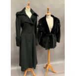 A ladies Paul Costello full length black coat (size 12) together with a Paul Costello black