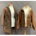 Ladies ¾ length sheepskin jacket and a gentleman's sheepskin lined leather jacket