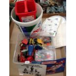 Contents to two plastic containers - a quantity of Meccano and a quantity of Lego