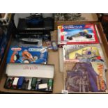 Contents to tray - a quantity of model items including three metal/plastic construction kits by
