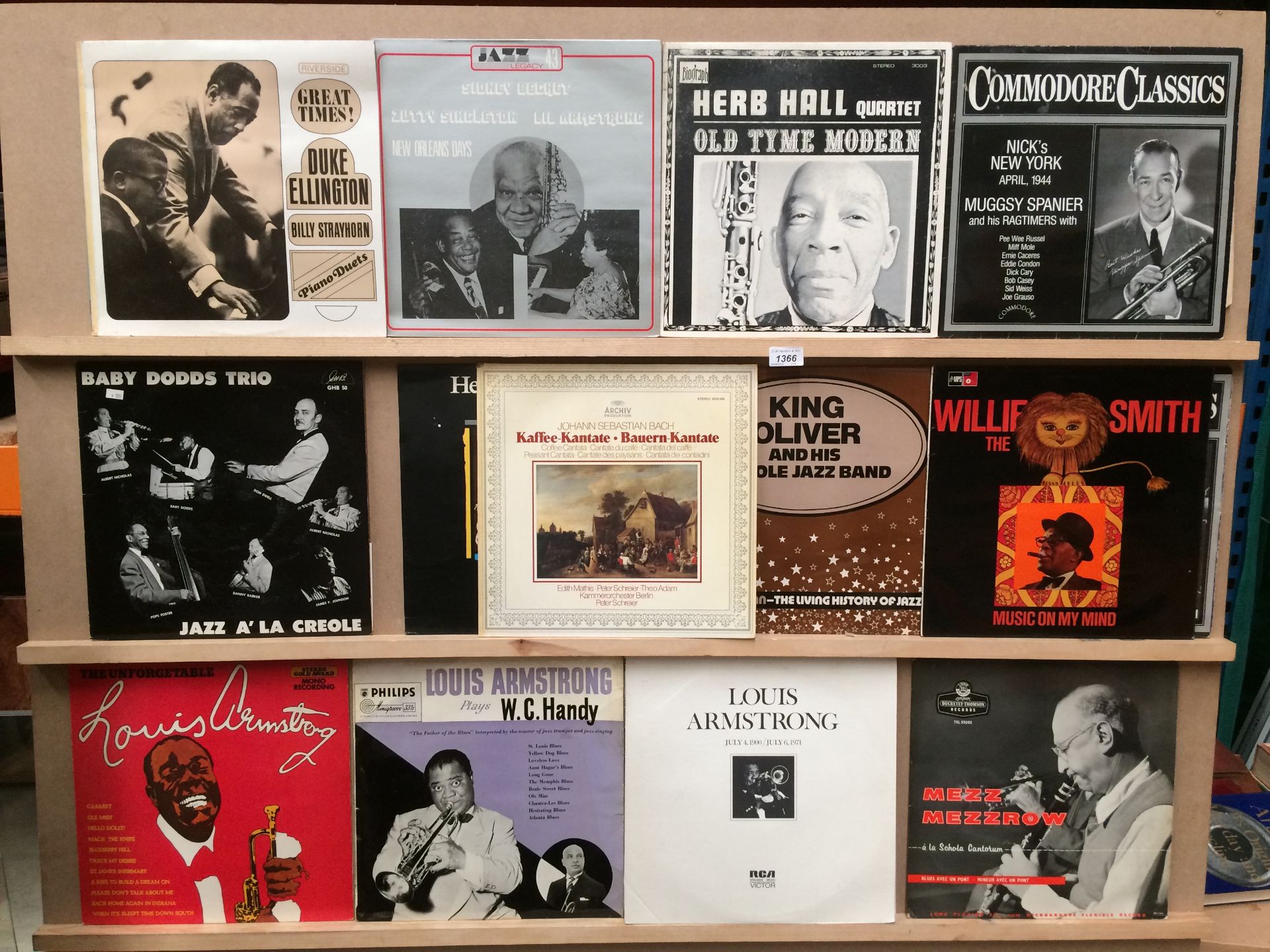 50 x assorted 12" vinyl records - mainly jazz - Louis Armstrong, Baby Rodds Trio,