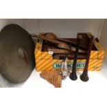 Contents to box - assorted musical instruments - wind, percussion,