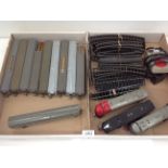 Contents to two trays - Tri-ang track, power pack, coaches,