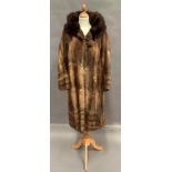 Full length ladies fur coat with shawl collar (missing 2 fur buttons)