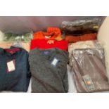 Three pairs gents trousers, one pair shorts and six jumpers by Charles Tyrwhitt, Jolliman,