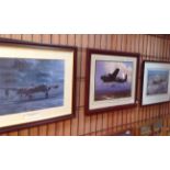 Three framed pictures and prints of Lancaster bombers