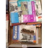 Contents to tray - a quantity of Trains Illustrated and Railway Magazine magazines,