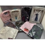 Box and contents - nine gentleman's shirts by Brook Taverner, Charles Tyrwhitt,