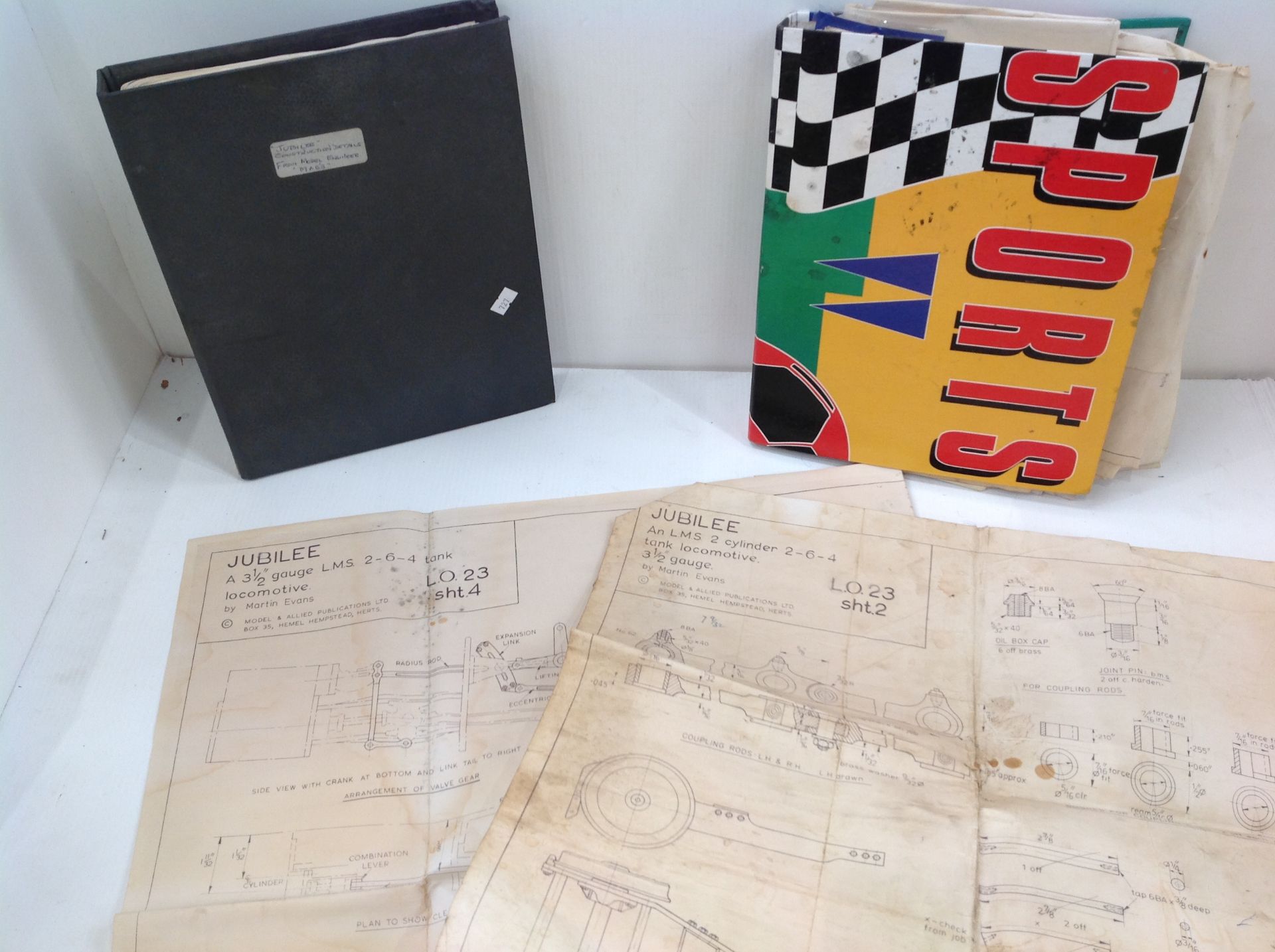 Contents to two folders - plans and information relating to the building of Jubilee - an L.M.S.