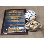 Three items - a Leeds Rhinos mirrored honours board,