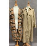 Ladies full length Burberry trench coat together with matching detachable lining - size 14