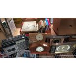 Five items - two Art Deco style mantel clocks,