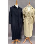 Ladies full length Burberry navy coat - size 14 (long),