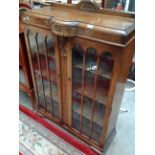 Oak two glazed door four shelf display cabinet 92cm