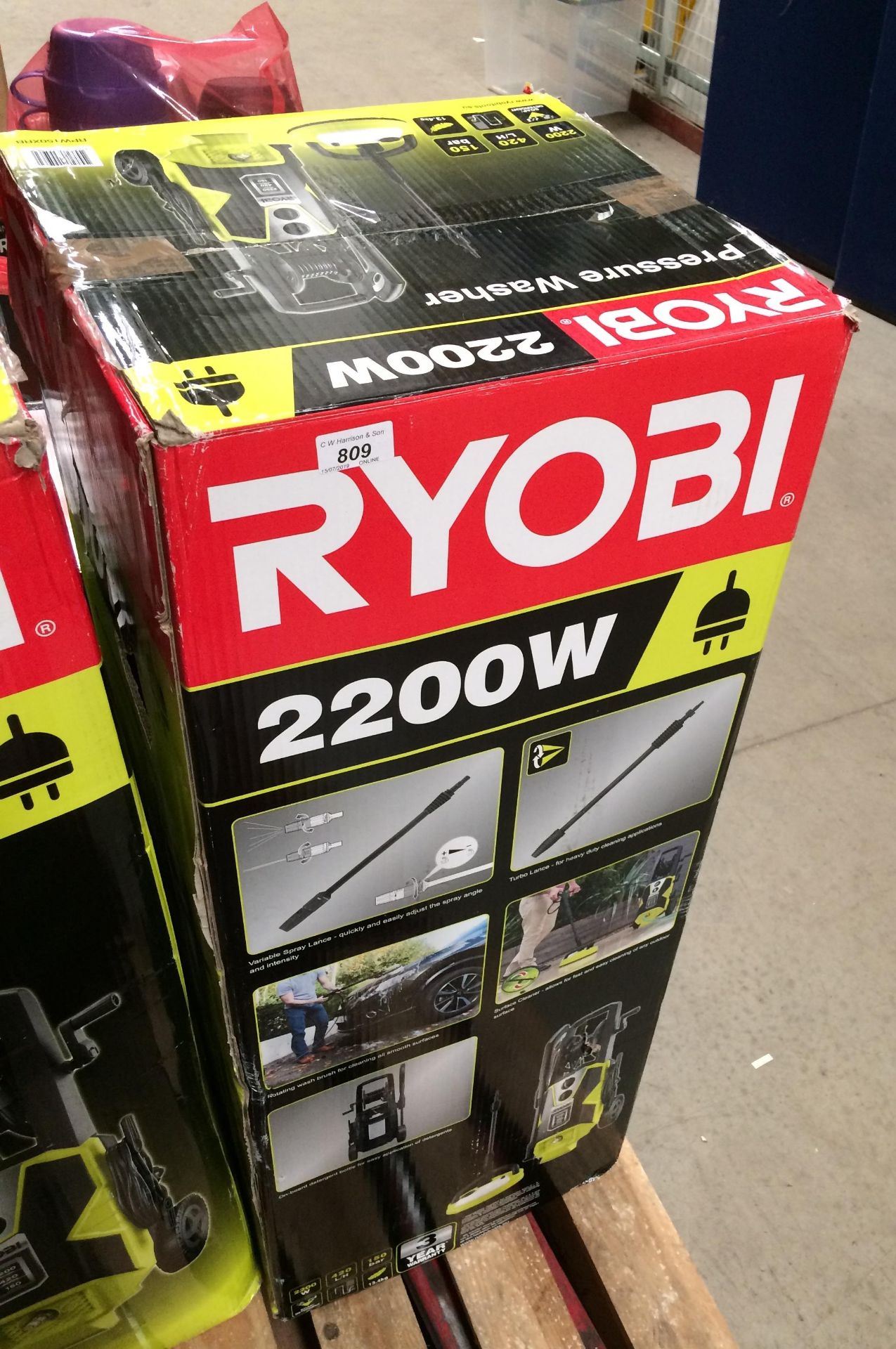 A Ryobi 2200 pressure washer - boxed (seconds/returns)