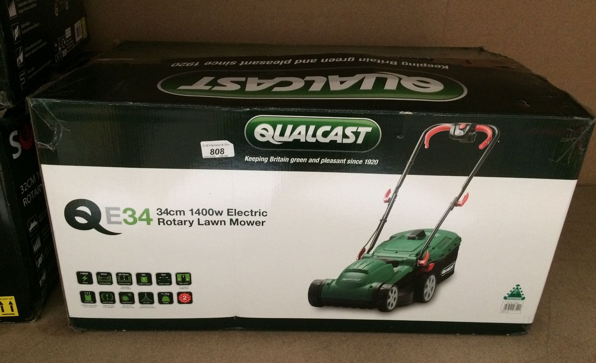 A Qualcast QE34 1400w electric rotary lawn mower - boxed (seconds/returns)