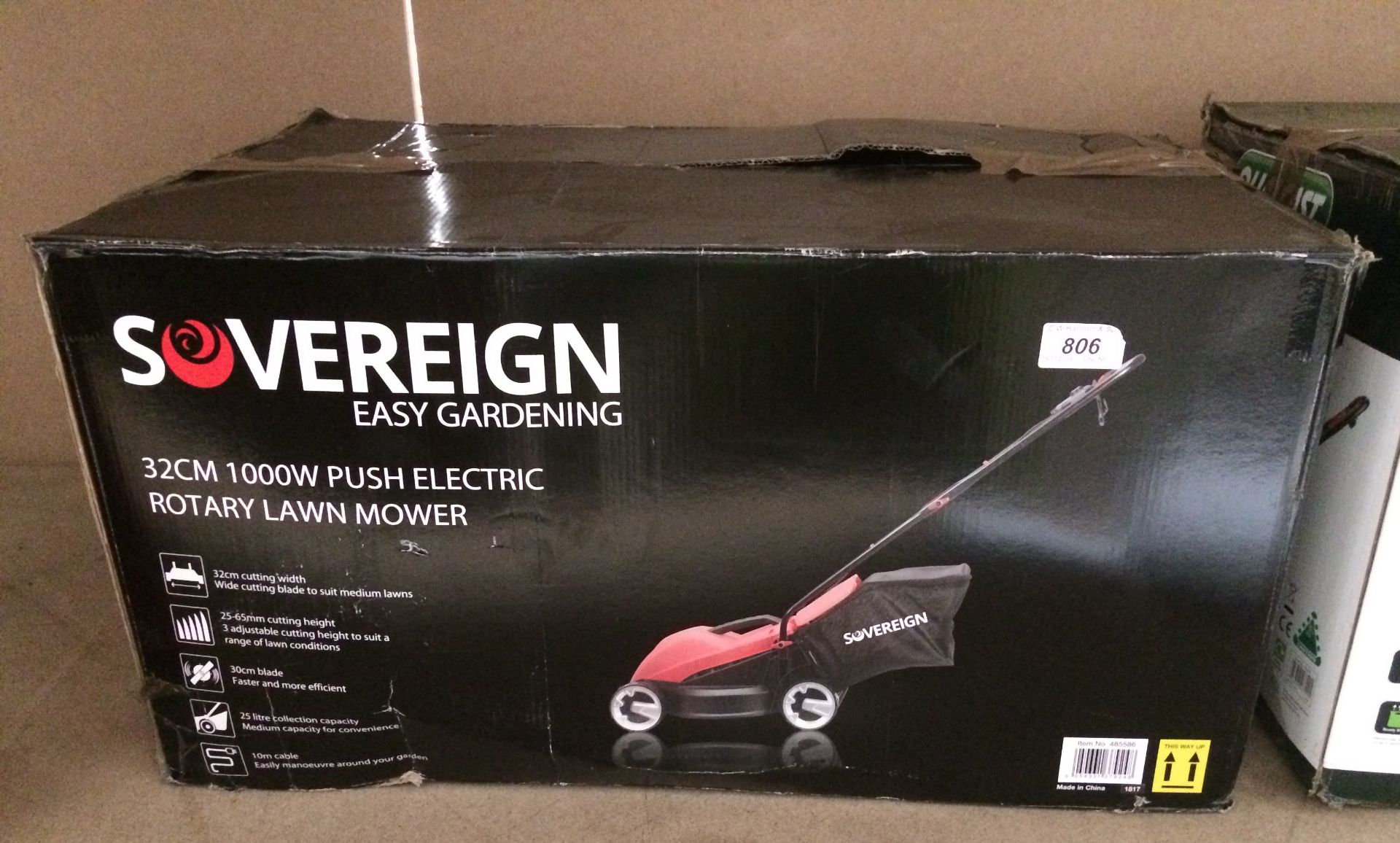 A Sovereign Easy Gardening 32cm 1000w push electric rotary lawn mower - boxed (seconds/returns)
