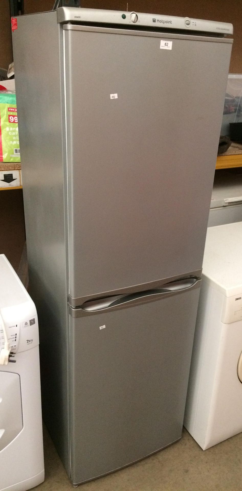 A Hotpoint FFA52 silver upright fridge/freezer - non runner,