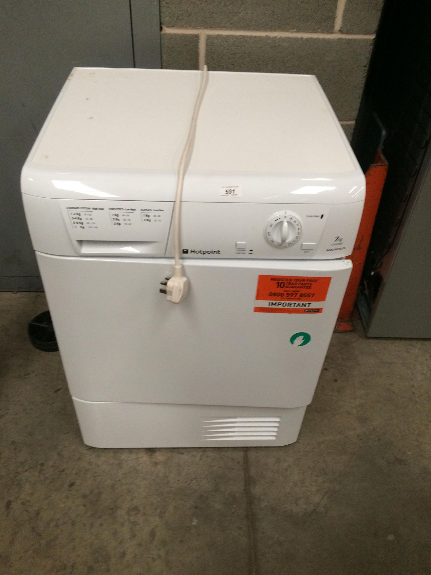 A Hotpoint Aquarius CDN7000 7kg condenser dryer