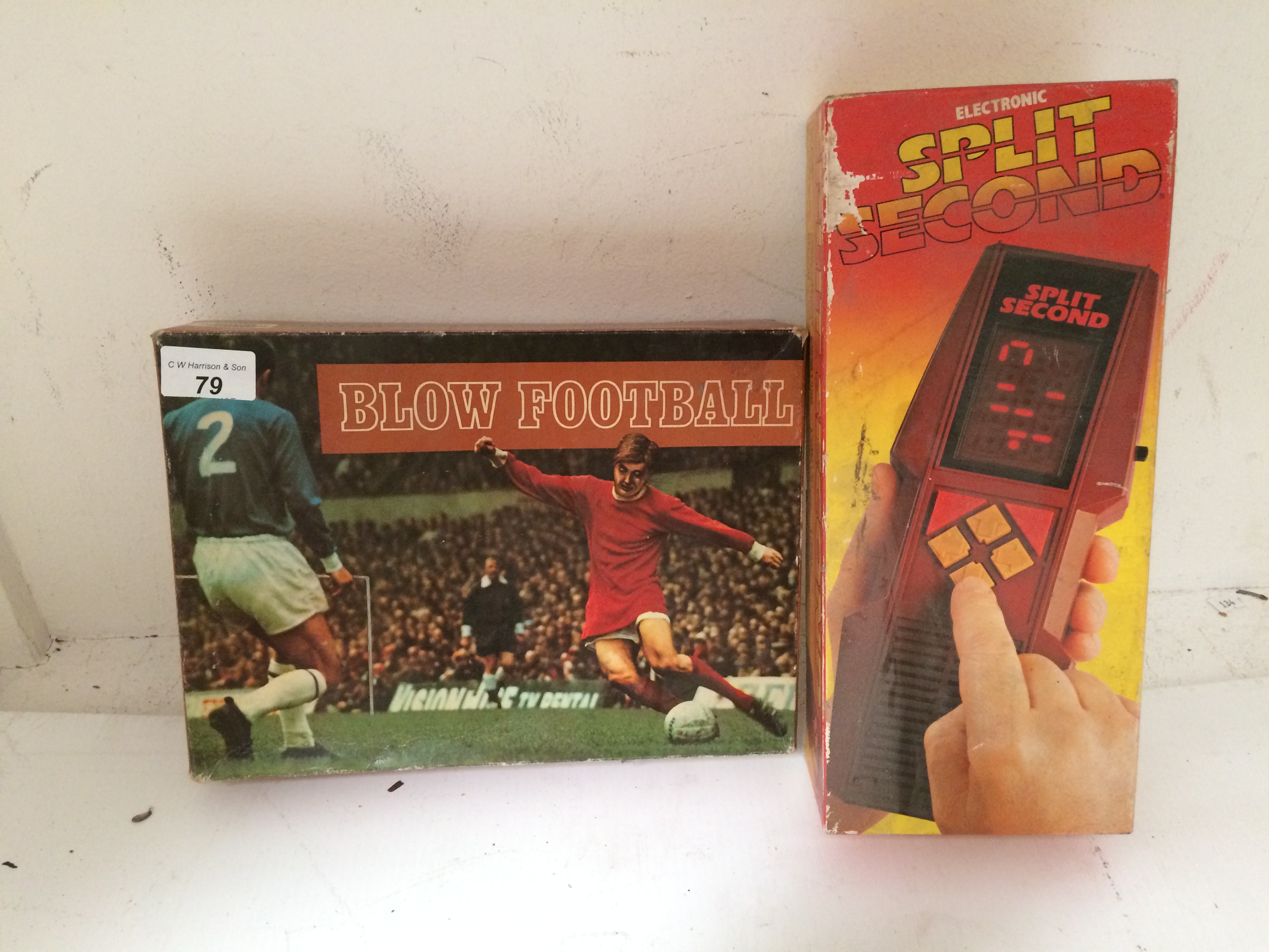 2 x items - Berwick Blow Football game and electronic "Split Second" hand held game,