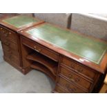A Brooke of Halesworth Ltd mahogany finish pedestal computer desk with 2 drawers,
