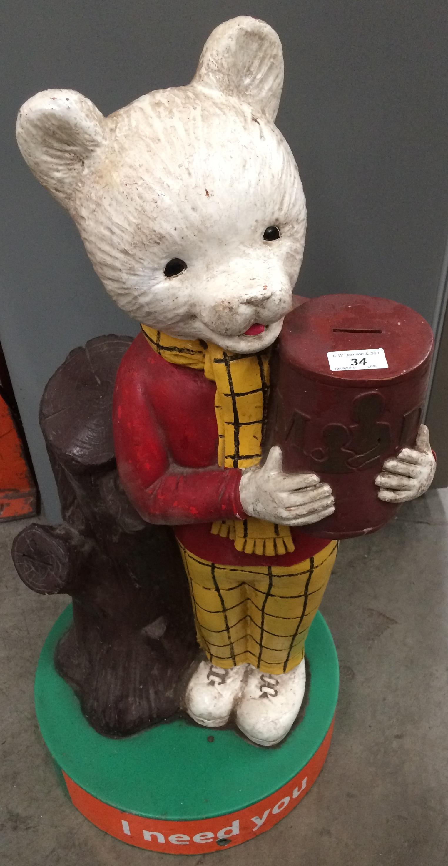 A plastic Rupert Bear Collection money box - 80cm high