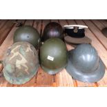 7 x items - 5 military helmets (WWII, Vietnam),