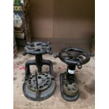 2 x cast metal jewellers ring punchers complete with a quantity of dies