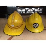 2 x fireman's helmets