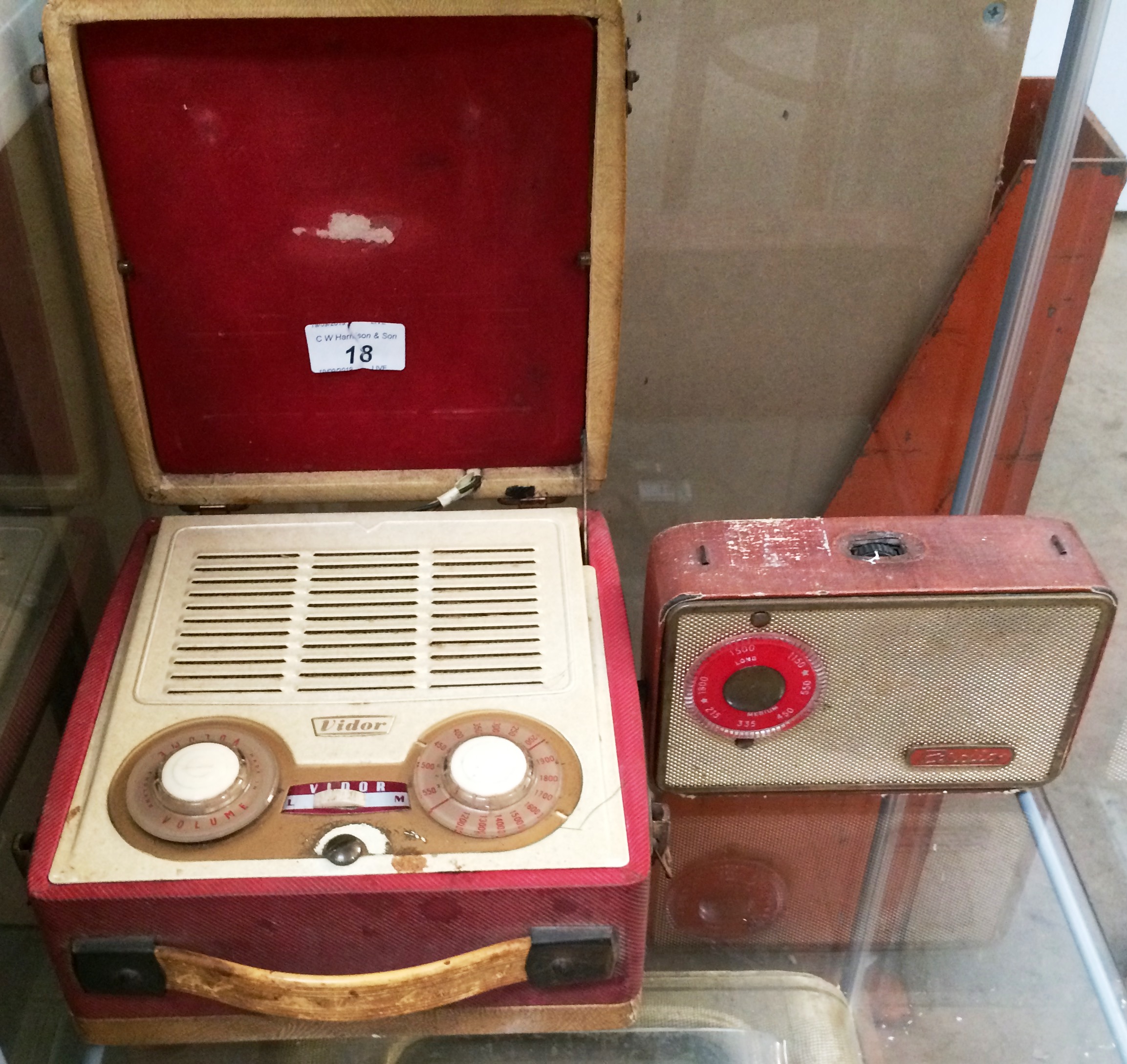 Two items - Vidor portable radio and a Perdio radio