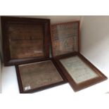 4 x framed embroidery samplers dated 1874, 1854,
