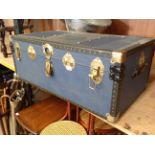 Blue vinyl coated trunk by The Overpond Foundation 90 x 50 x 35cm deep