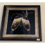 Framed print 'champagne glasses' 55 x 55cm