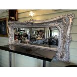 Silver painted ornate framed wall mirror 60 x 170cm