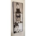 Two box framed Audrey Hepburn prints playing Holly Golightly from the film Breakfast at Tiffany's