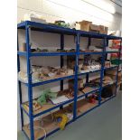 Three small one metre wide bays of tool racking with tooling included,