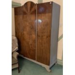 A walnut three door wardrobe 150 x 200cm high