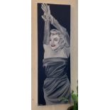 A box painting of Marilyn Monroe 135 x 45cm signed Mooshkar