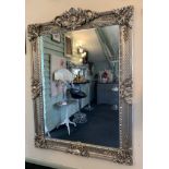 Silver painted ornate framed wall mirror 170 x 130cm