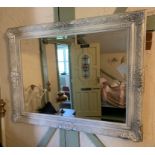 Silver painted ornate framed wall mirror 100 x 125cm