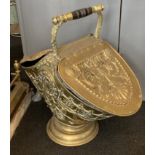 Ornate brass coal bucket