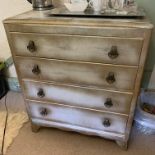 A gilt spray painted four drawer chest of drawers 77cm