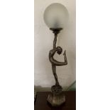 Metal Art Deco style table lamp with globe shade 65cm high
