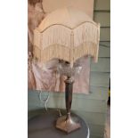 Chrome and glass table lamp with ivory shade 85cm high