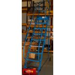 Blue metal 9 tread mobile warehouse ladder - please note this lot is to be collected from: Hyrax