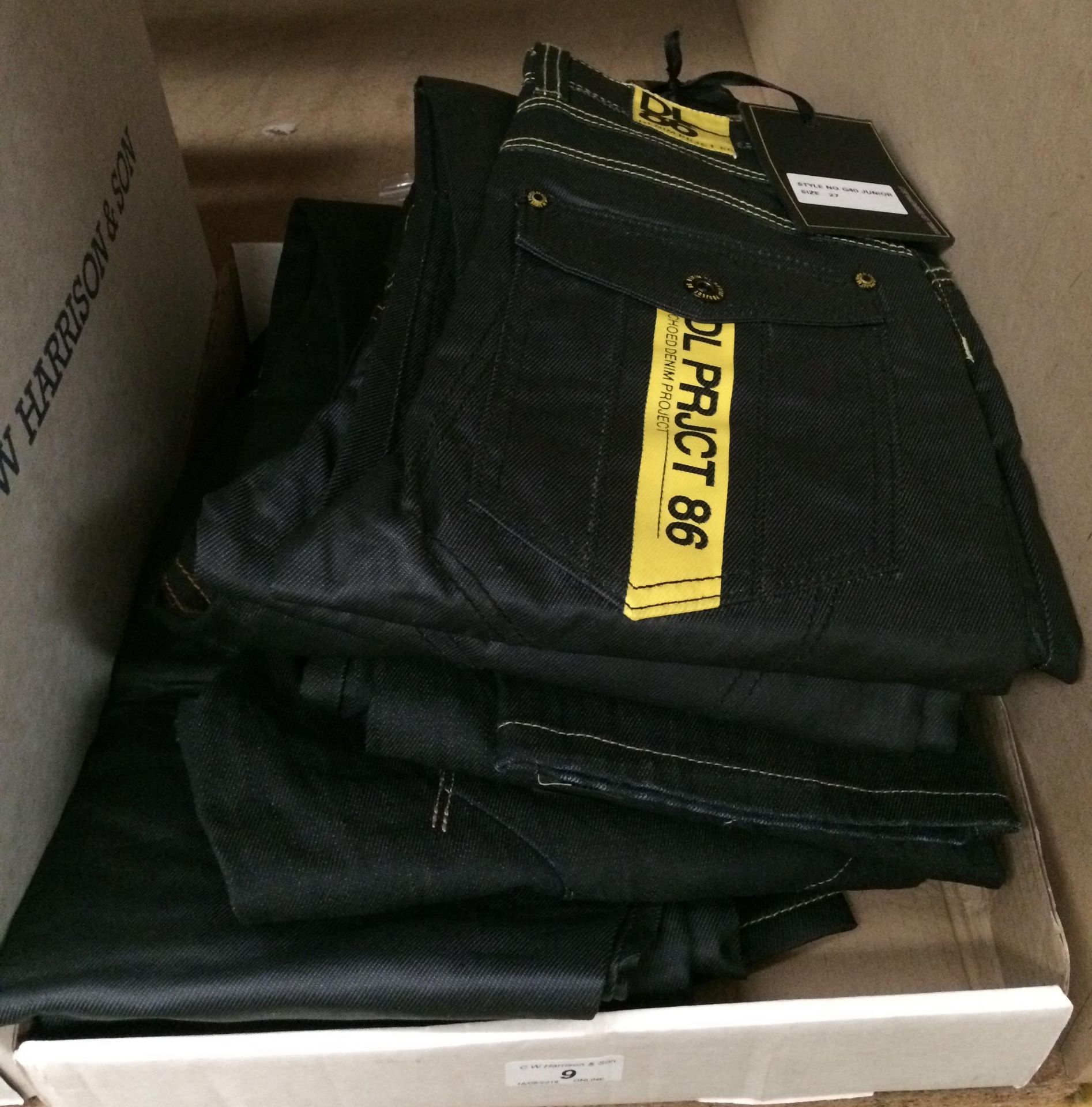 9 x pairs of black jeans by D L Project and D-LE1714, sizes 24, 25, 27,